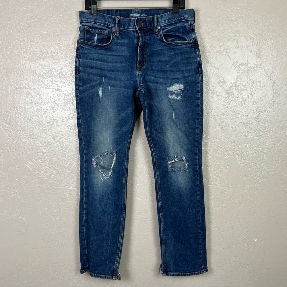 Old navy straight leg‎ distressed blue jeans size 32X32